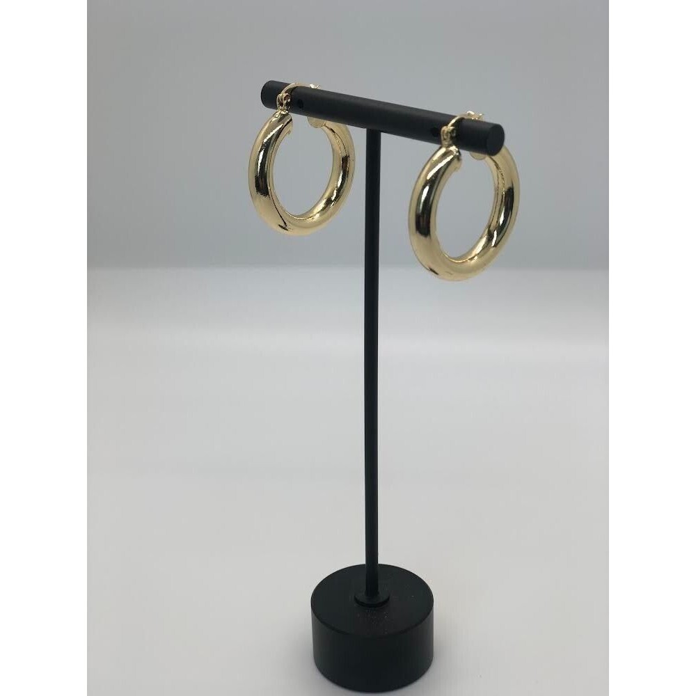 Gold Plated Tube Hoop Earrings 33mm(1.3in) x 29mm(1.1in) NWOT